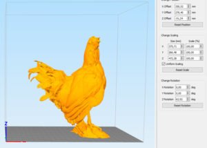 Täytetty kana Simplify3D viipalointiohjelmistossa