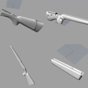 Aseen tukin 3D-skannausta kahdella eri skannerilla