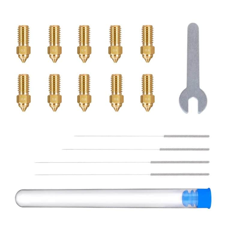 Elegoo messinkinen suuttimenkärki eri kokoja